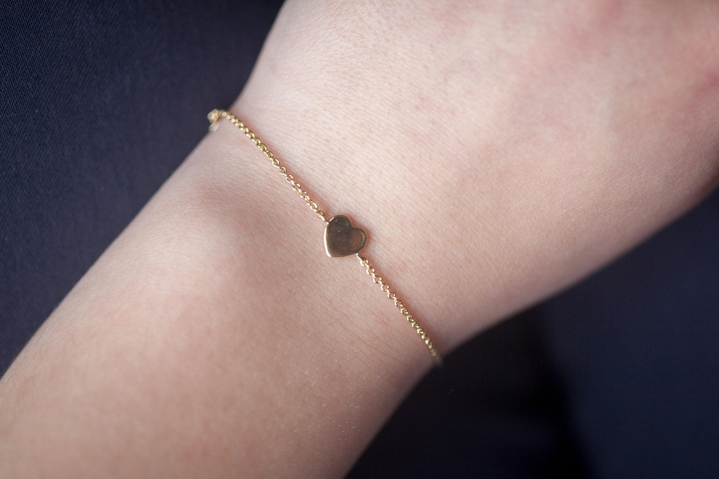 Zartes Armband mit Herz vergoldet, Armband Silber gelb vergoldet Herz