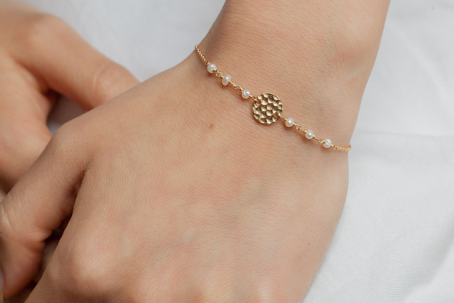 Armband Perlemutt & Plättchen vergoldet