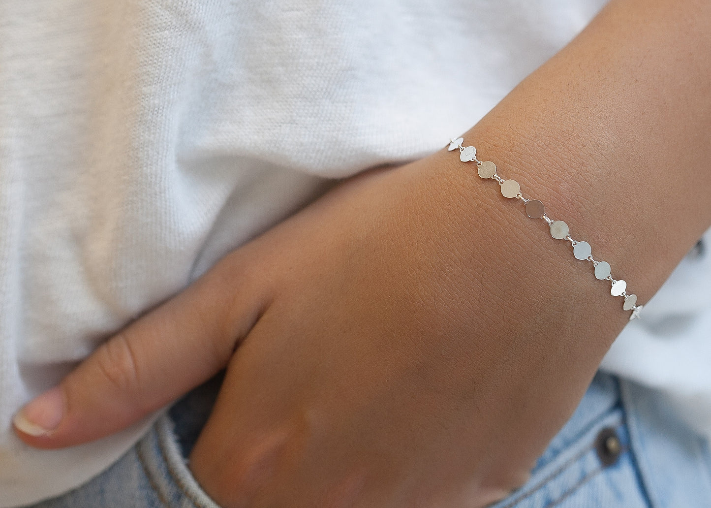 Armband Plättchen Münzen Boho aus Silber