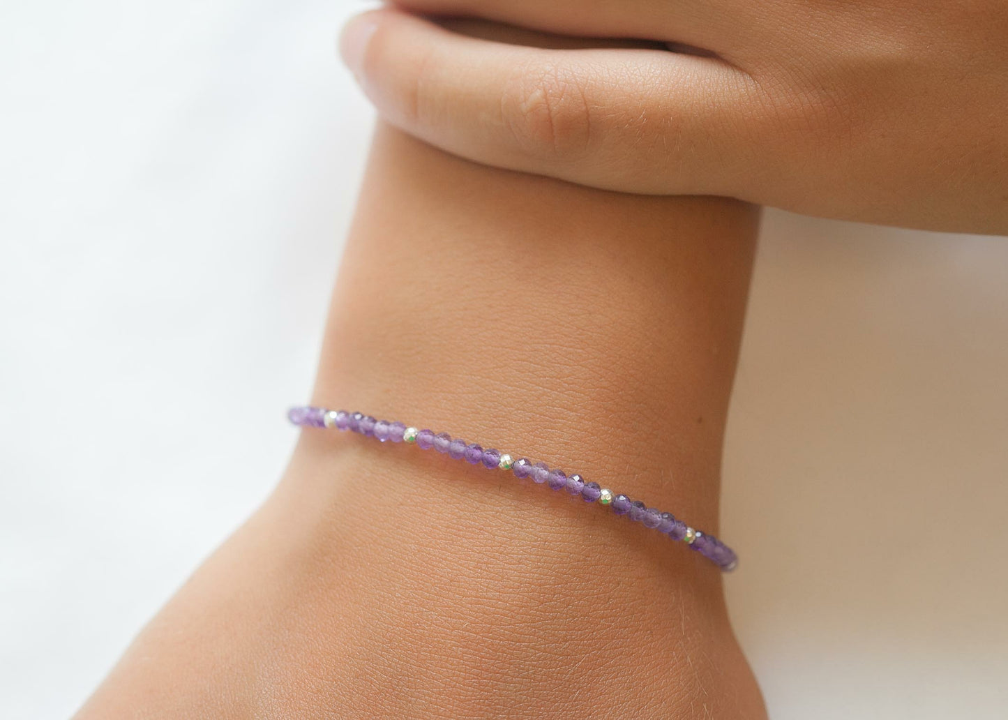 Armband Silberperlen und Amethyst-Perlen