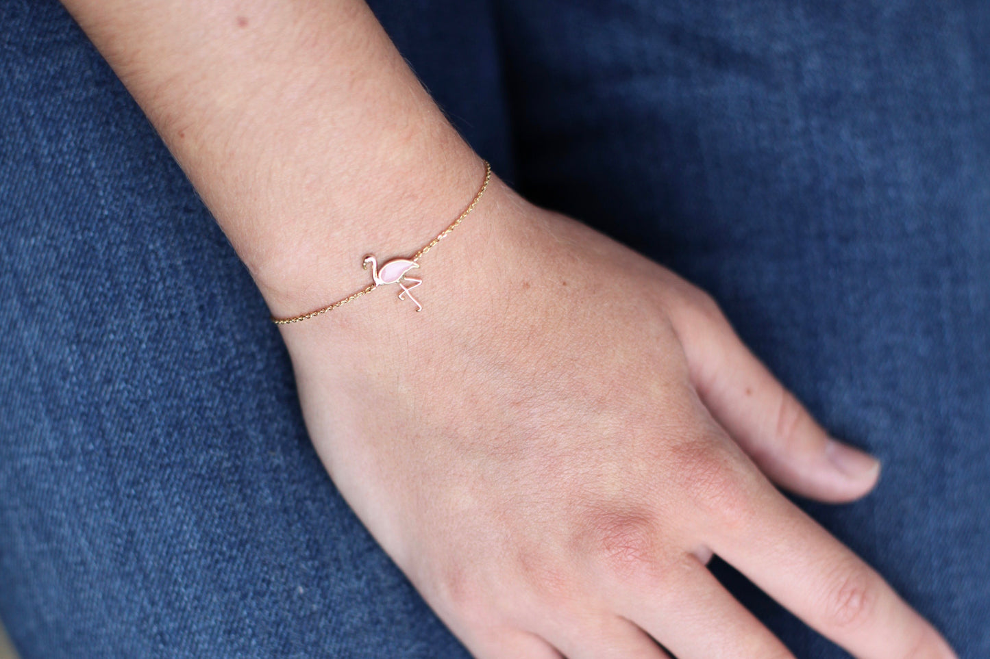 Armband kleiner Flamingo goldfarben