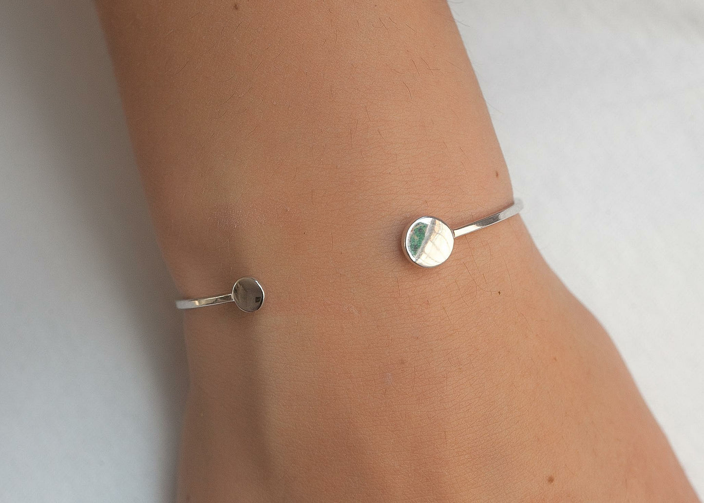 Silber Armreif mit 2 Scheiben