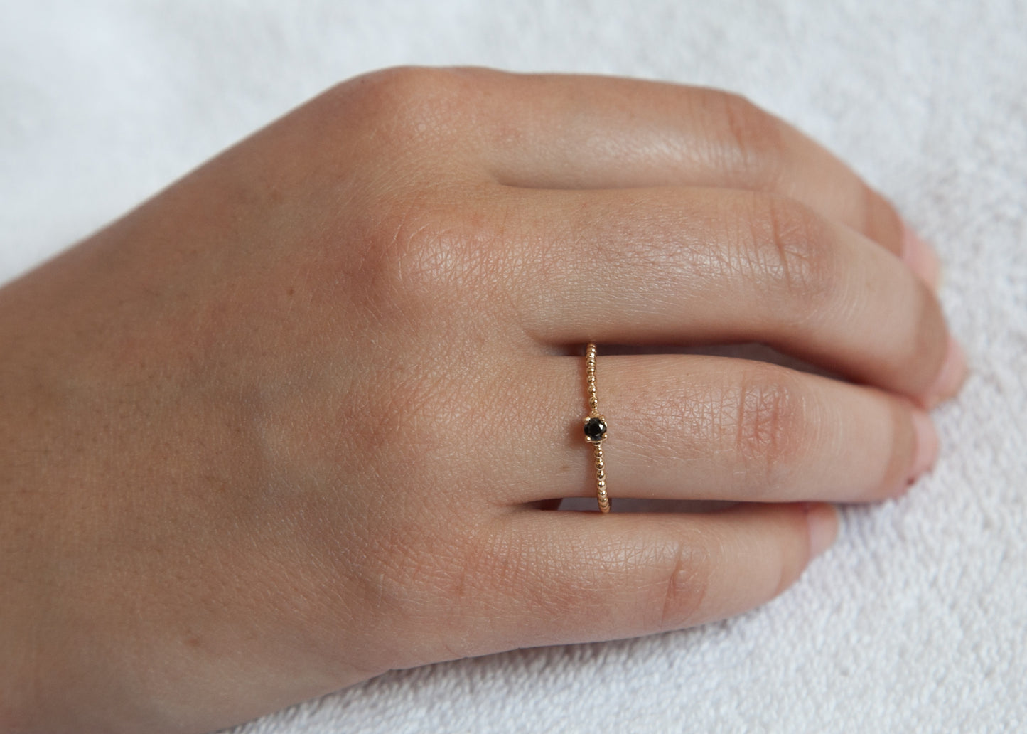 Feiner Perlenring mit Zirkonia | Gelbgold vergoldet