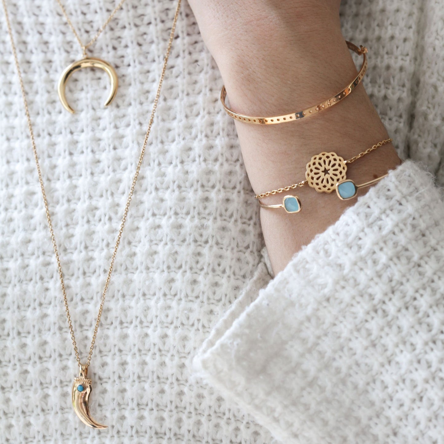 Kette mit Mond-Anhänger - Kette | MOON -Vergoldet