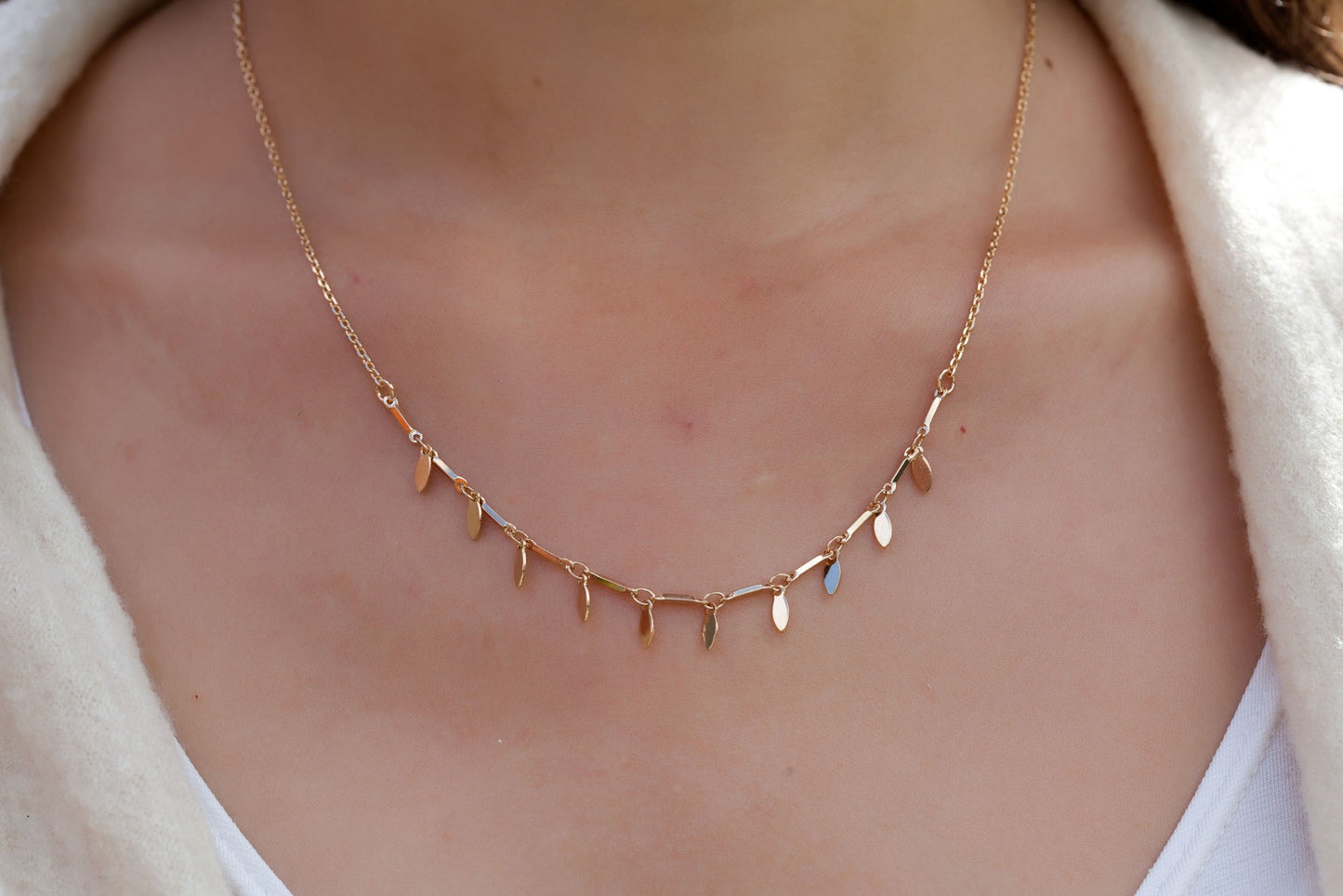 Blätter Kette - Boho Ethno - 16 Karat vergoldet