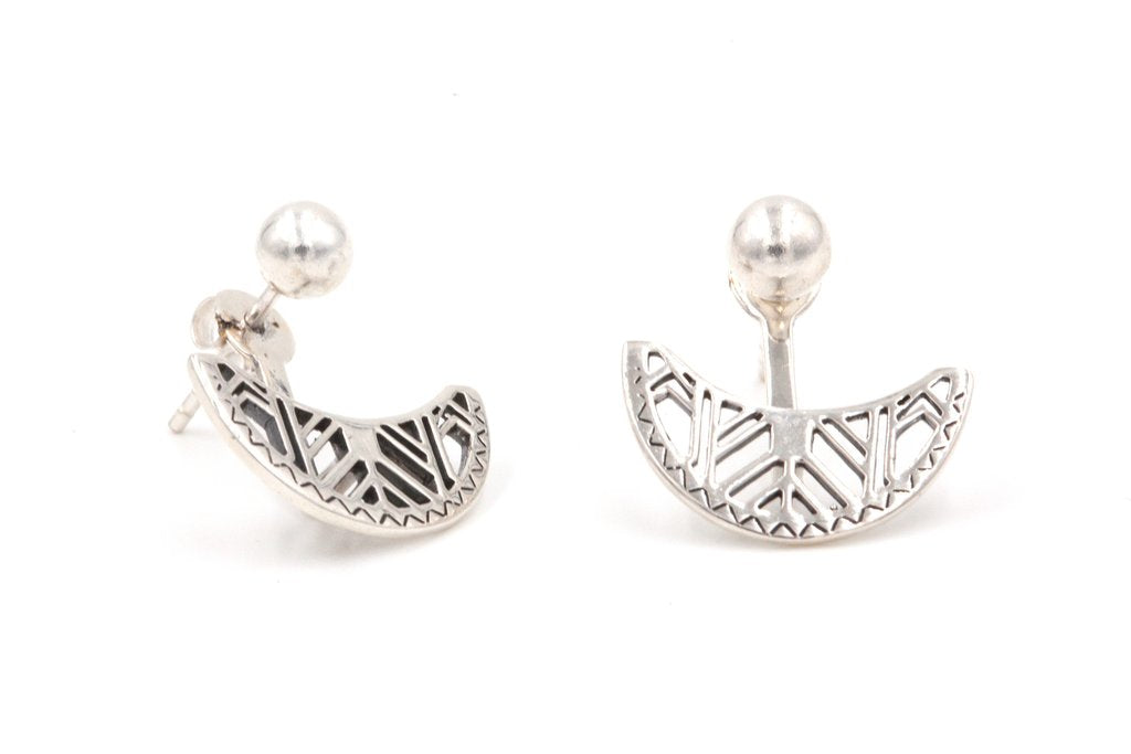 Ethnische Ohrringe Ear Jacket aus Silber