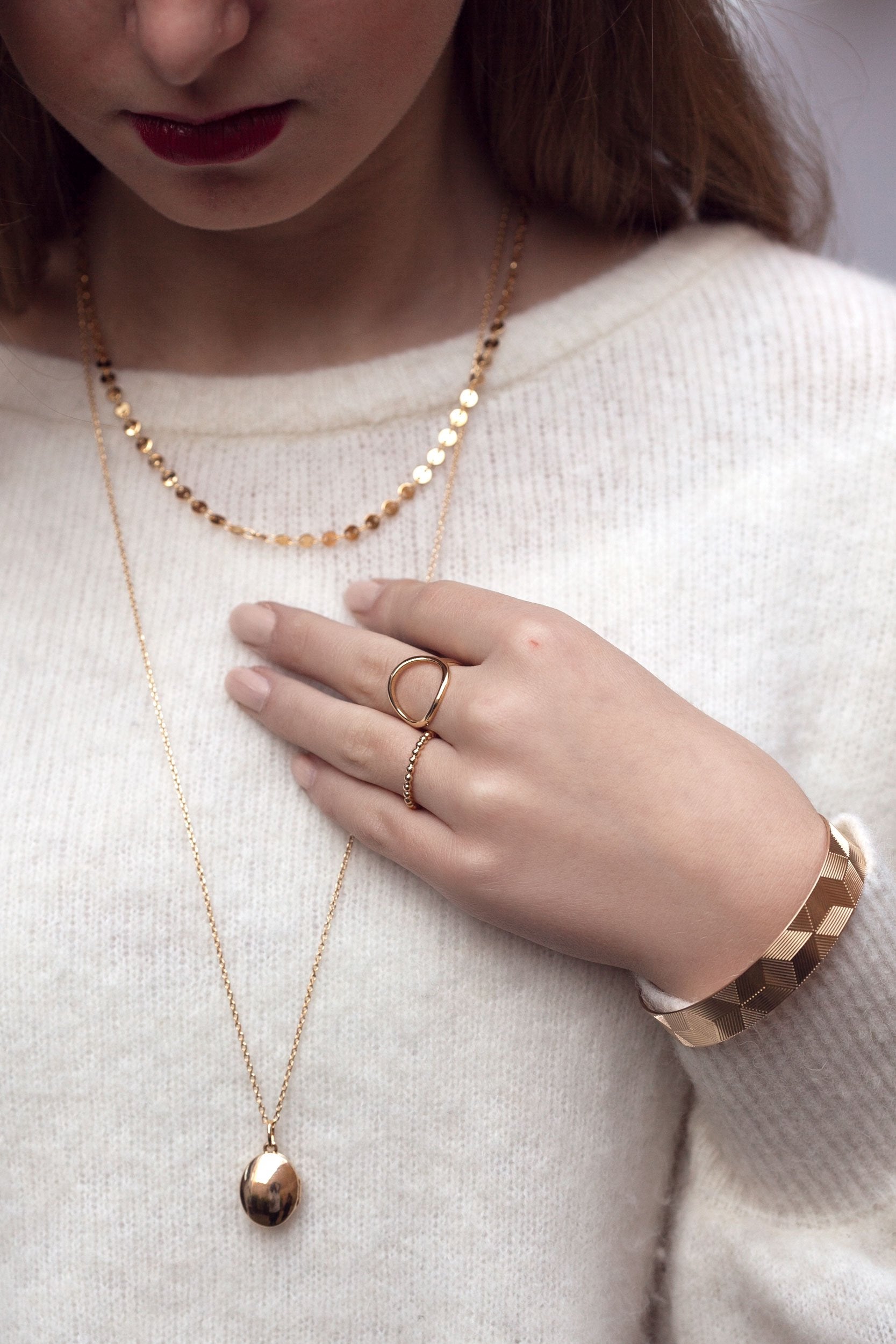 Plättchenkette vergoldet - Boho Kette für Damen