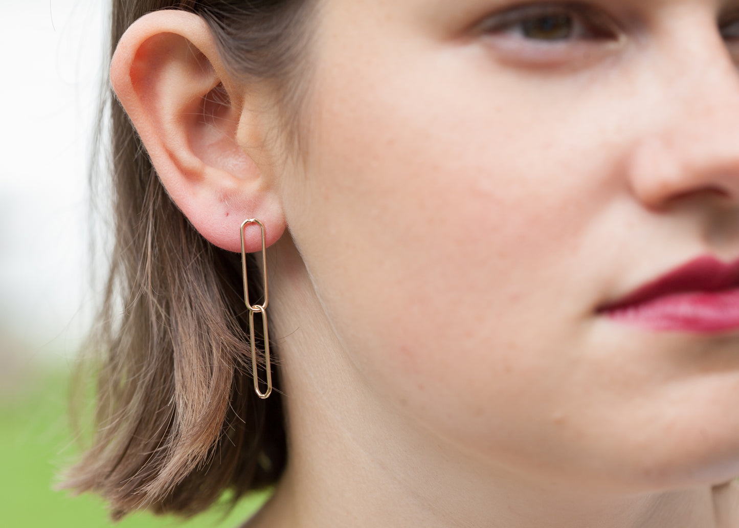 Ohrringe mit großen Kettengliedern - 16K vergoldet