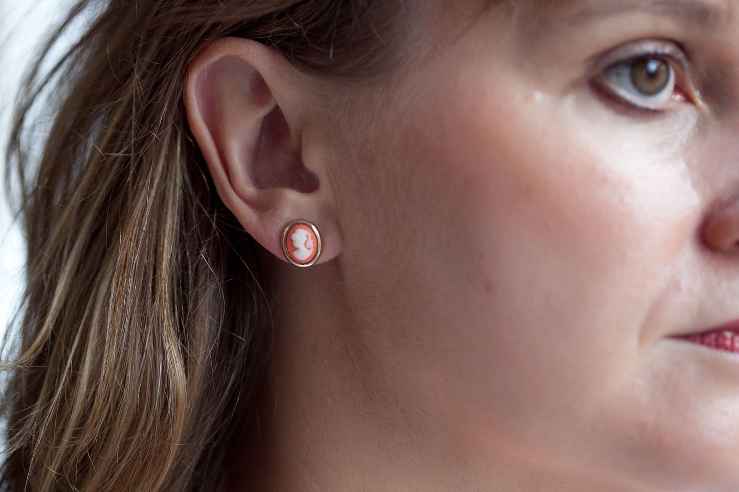 Kamee Ohrstecker im Vintage Stil |16Karat vergoldet