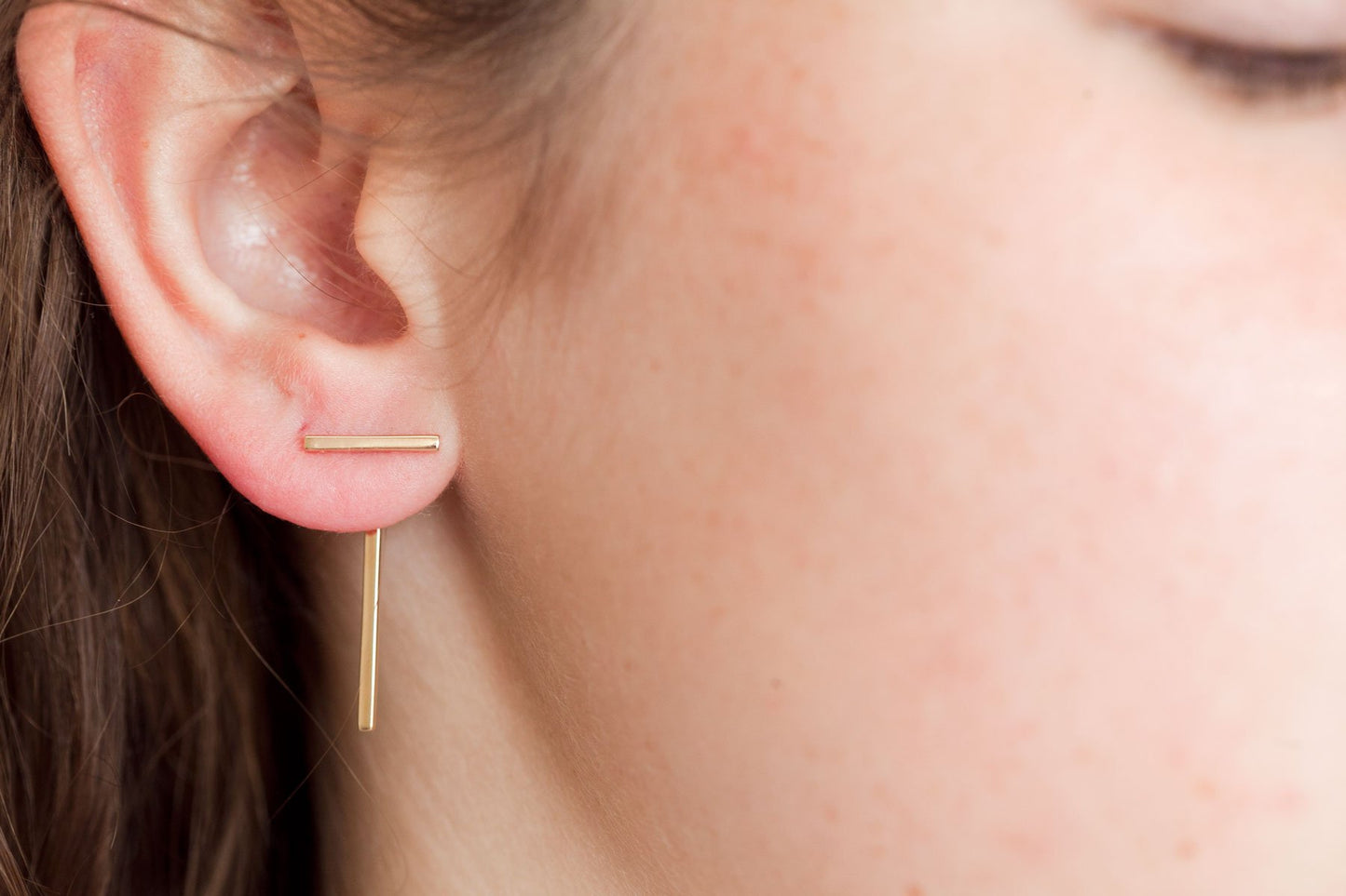 Front-Back Stab Ohrring - 16Karat Vergoldet
