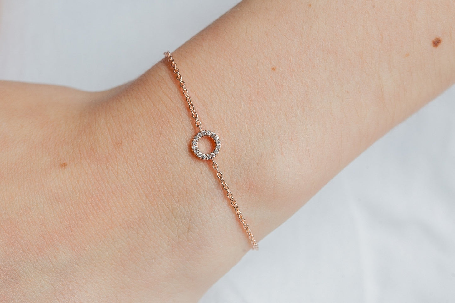 Armband Kreis mit Zirkonia - Rosévergoldet