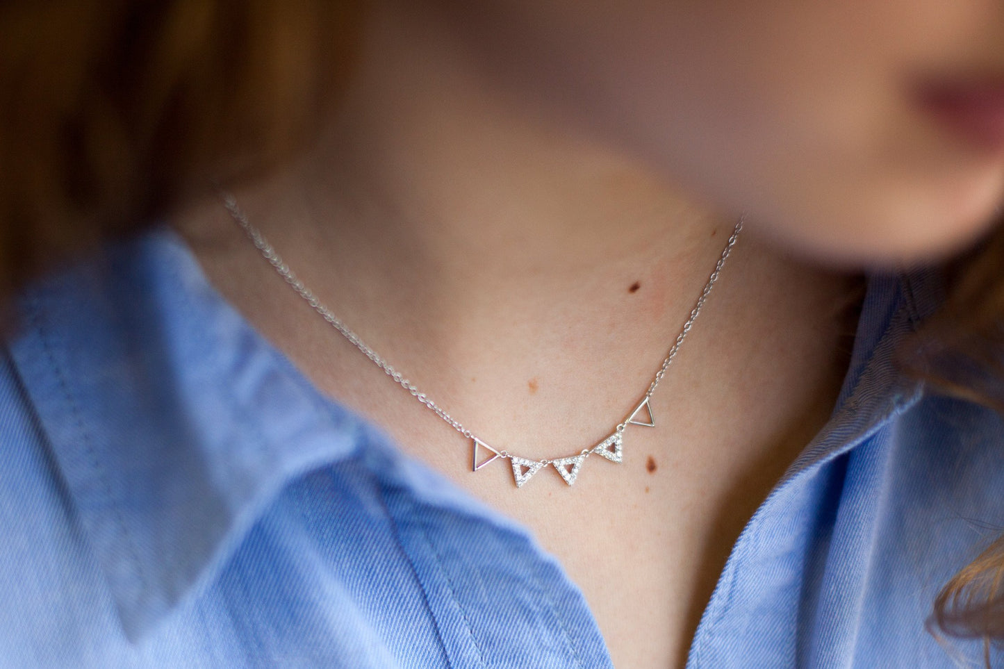 Kette mit 5 Dreiecken aus 925er Silber