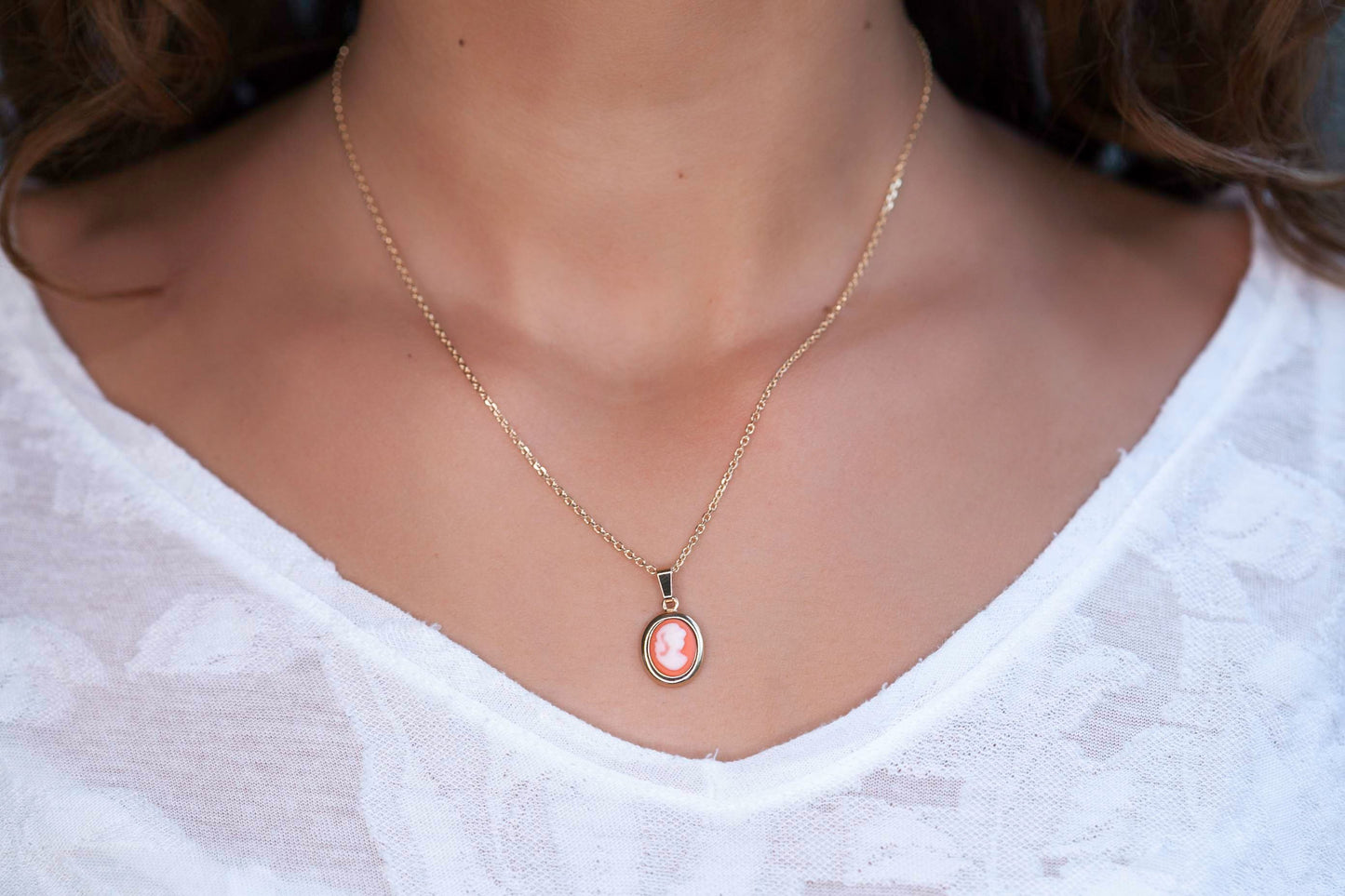 Kette mit Kamee Anhänger | 16Karat vergoldet