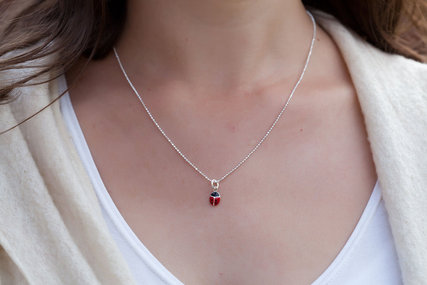 Kette mit Marienkäfer Silber