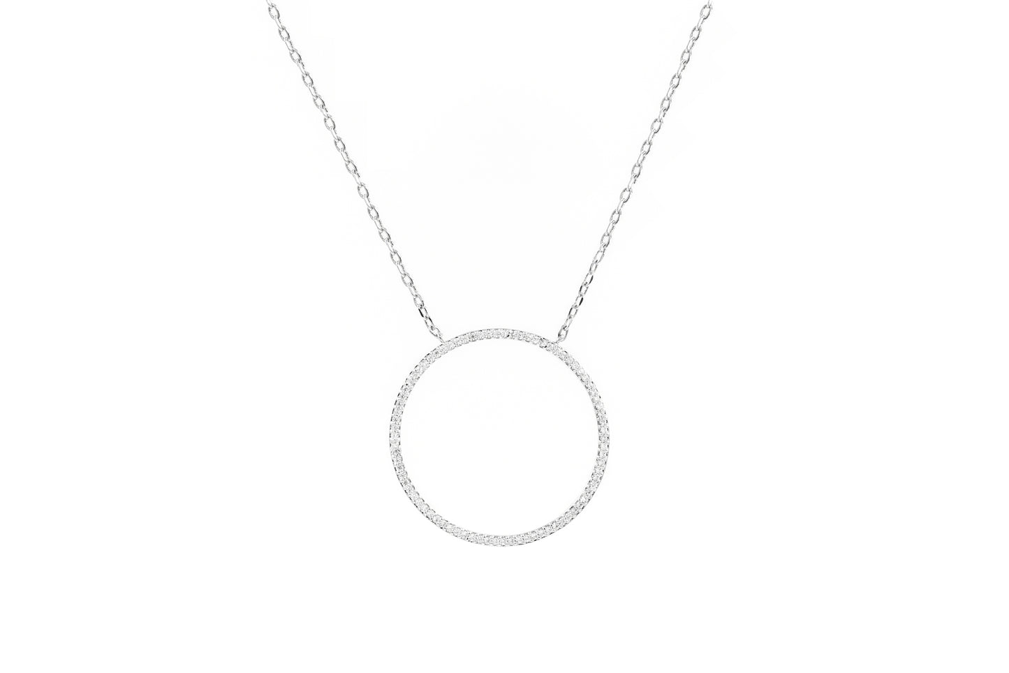 Halskette mit Kreis-Anhänger aus Silber/Zirkonia