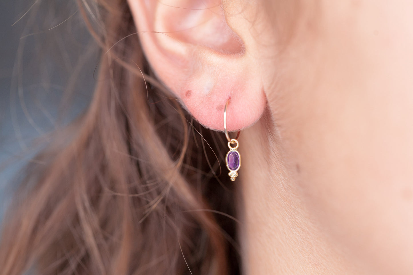 Zarte Creolen mit Amethyst ♡ 16Karat vergoldet ♡