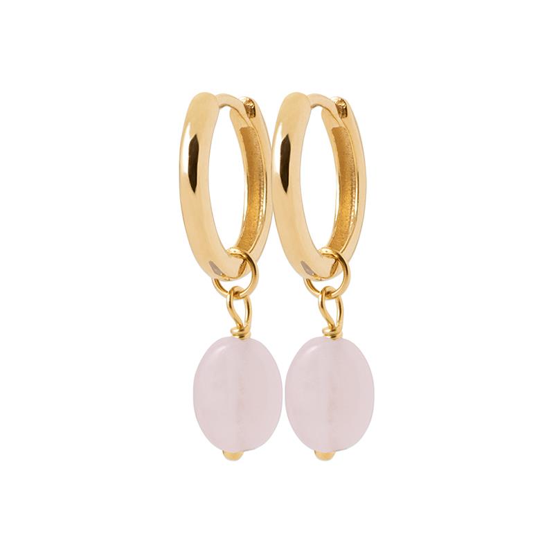 Creolen mit Rosenquartz ♡ 18Karat vergoldet ♡