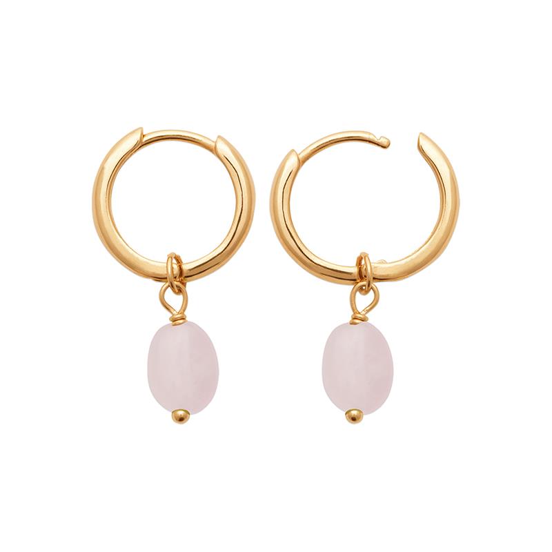 Creolen mit Rosenquartz ♡ 18Karat vergoldet ♡