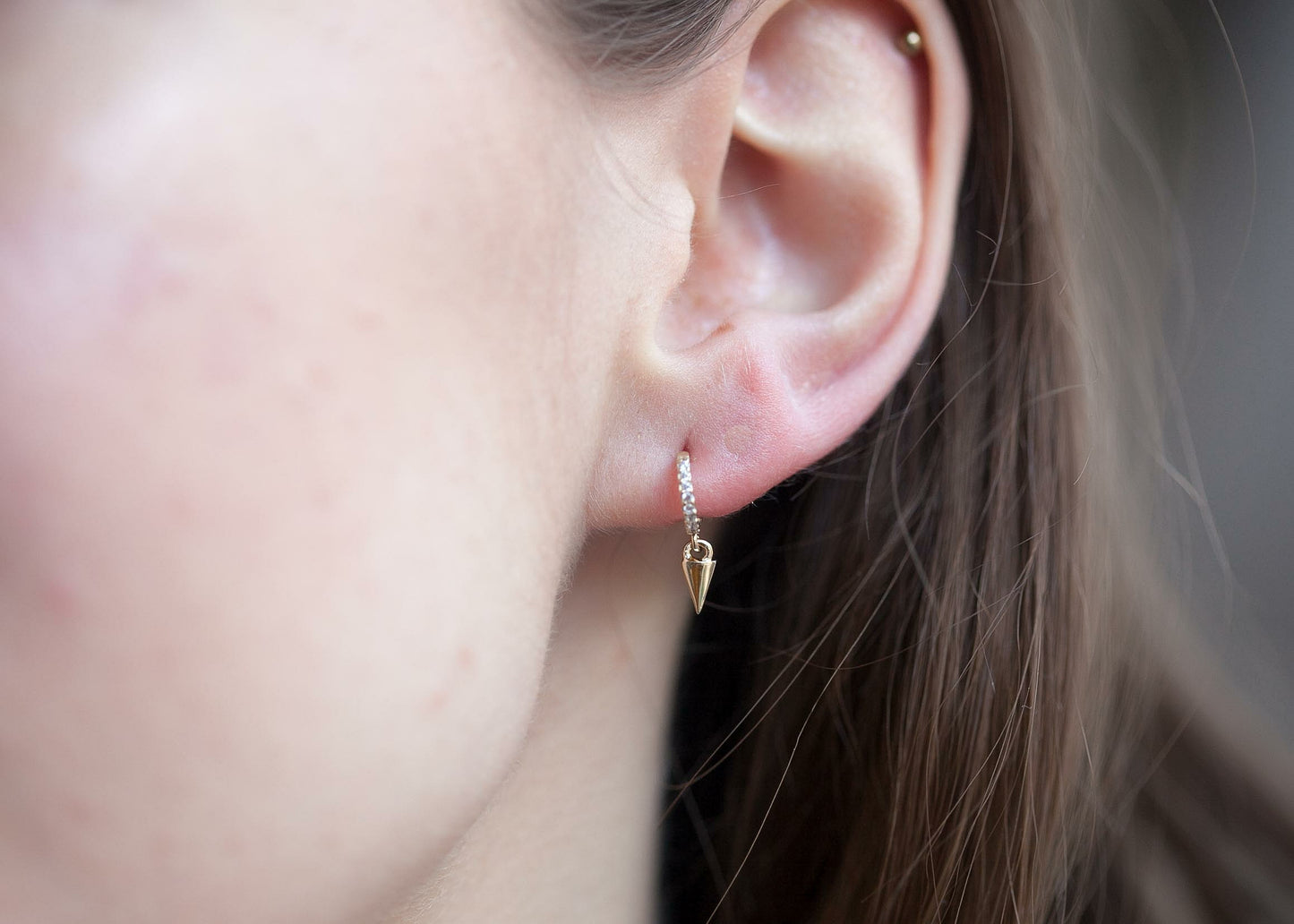 Mini-Creolen PUNK mit Spike - 16K vergoldet