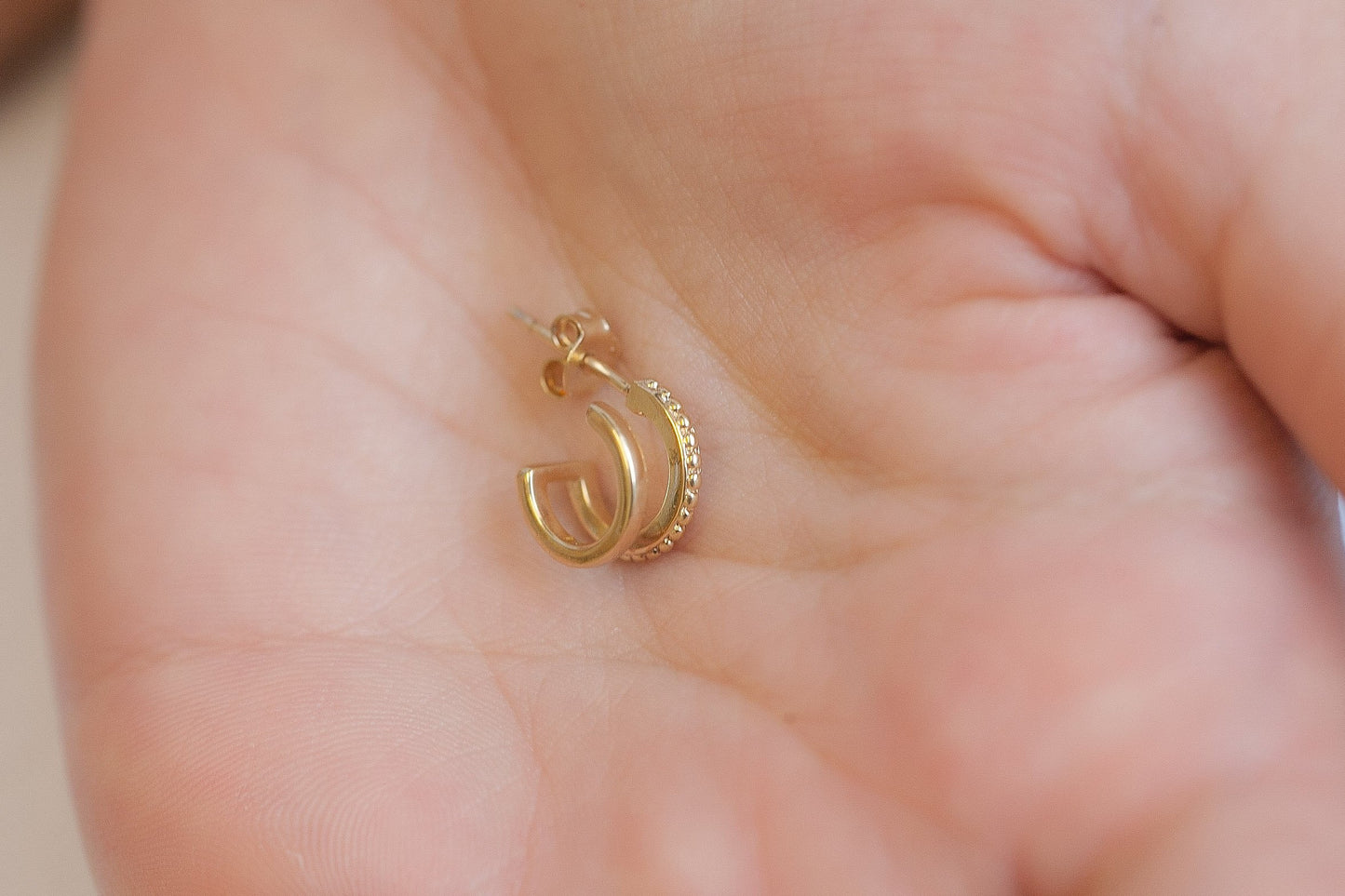 Ohrringe Creolen Doppel Stecker - 16K vergoldet