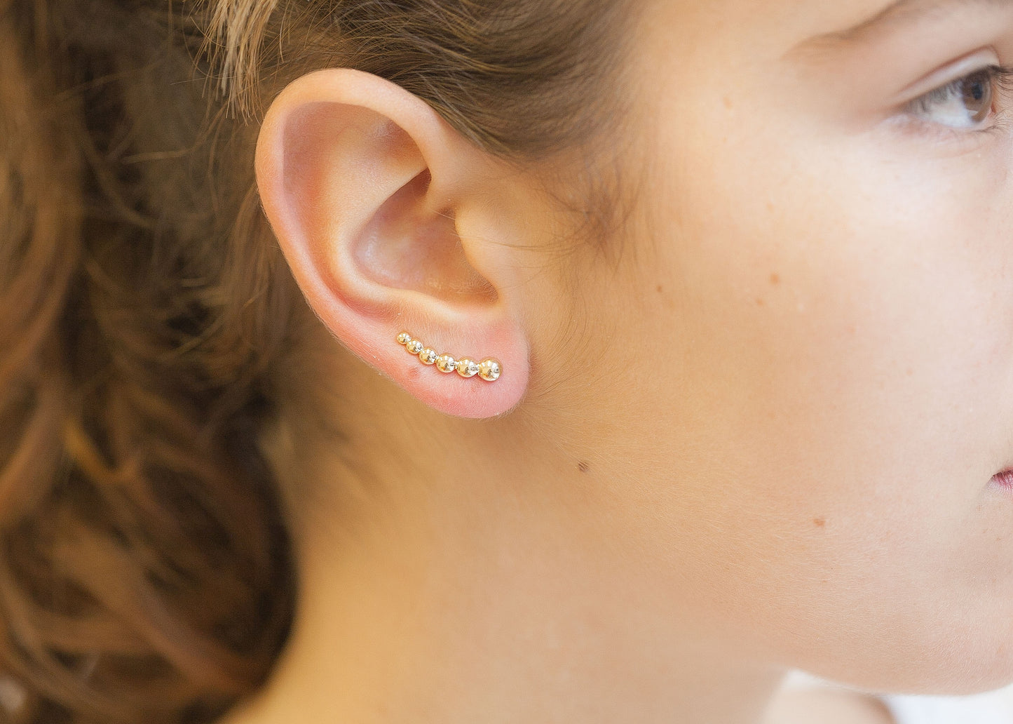 Ohrringe Ear Climber Kugeln vergoldet