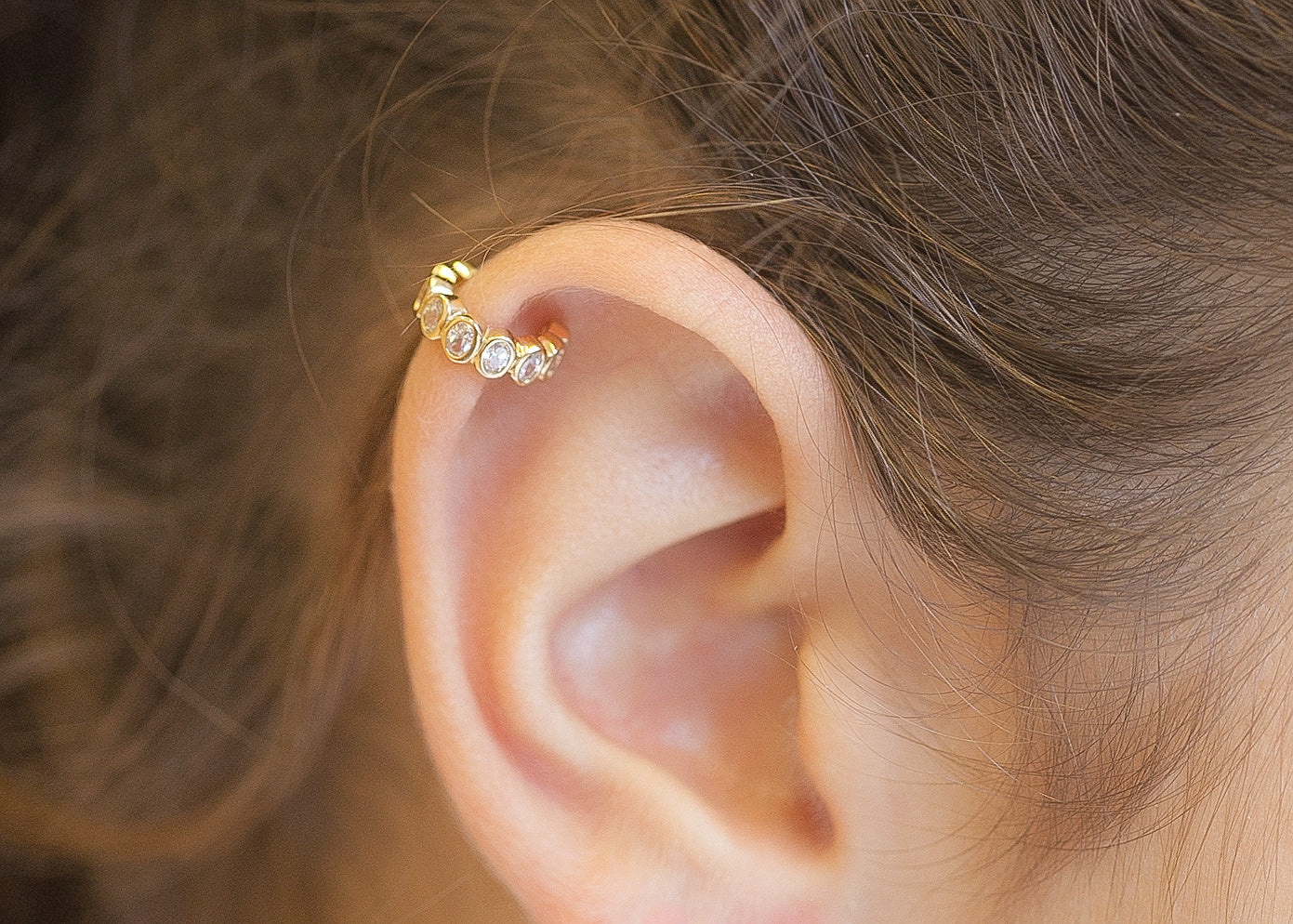 Ohr Manschette Ohrring mit Zirkonia 16K Vergoldet – Elise moi