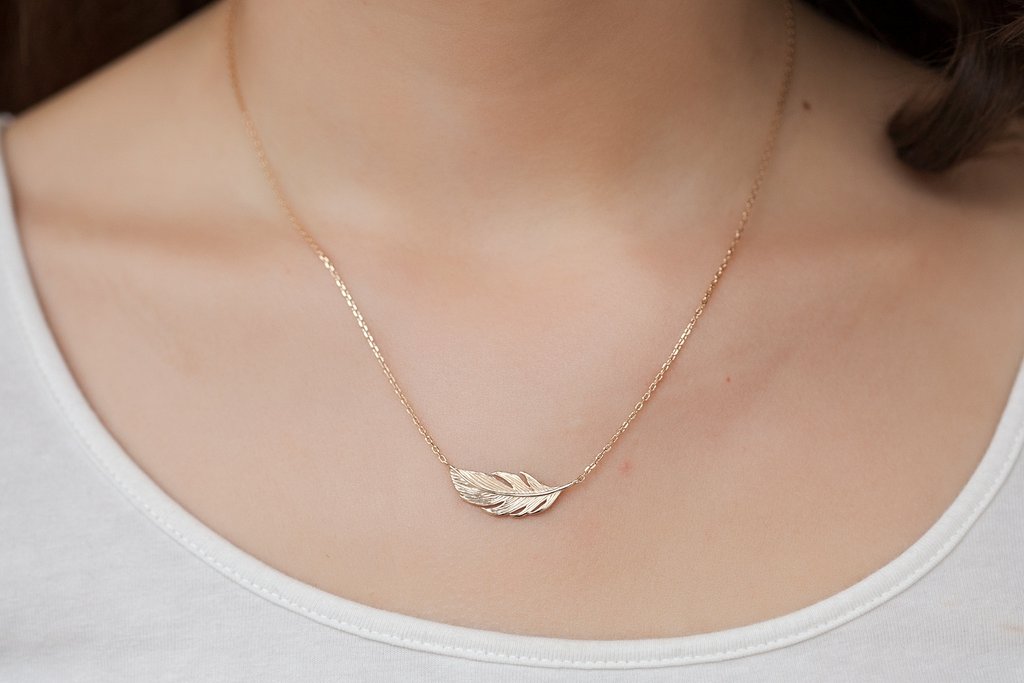 Kette mit Feder | 16Karat vergoldet