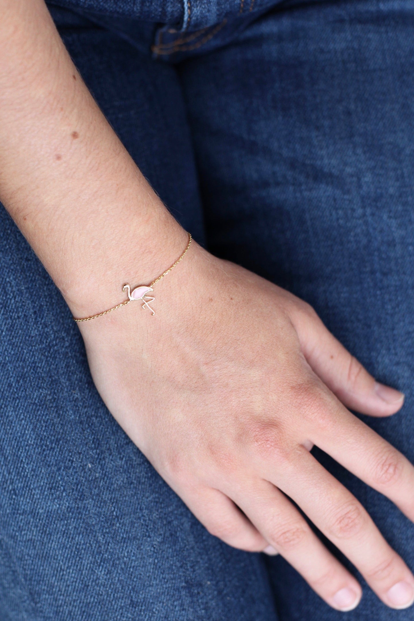 Armband kleiner Flamingo goldfarben