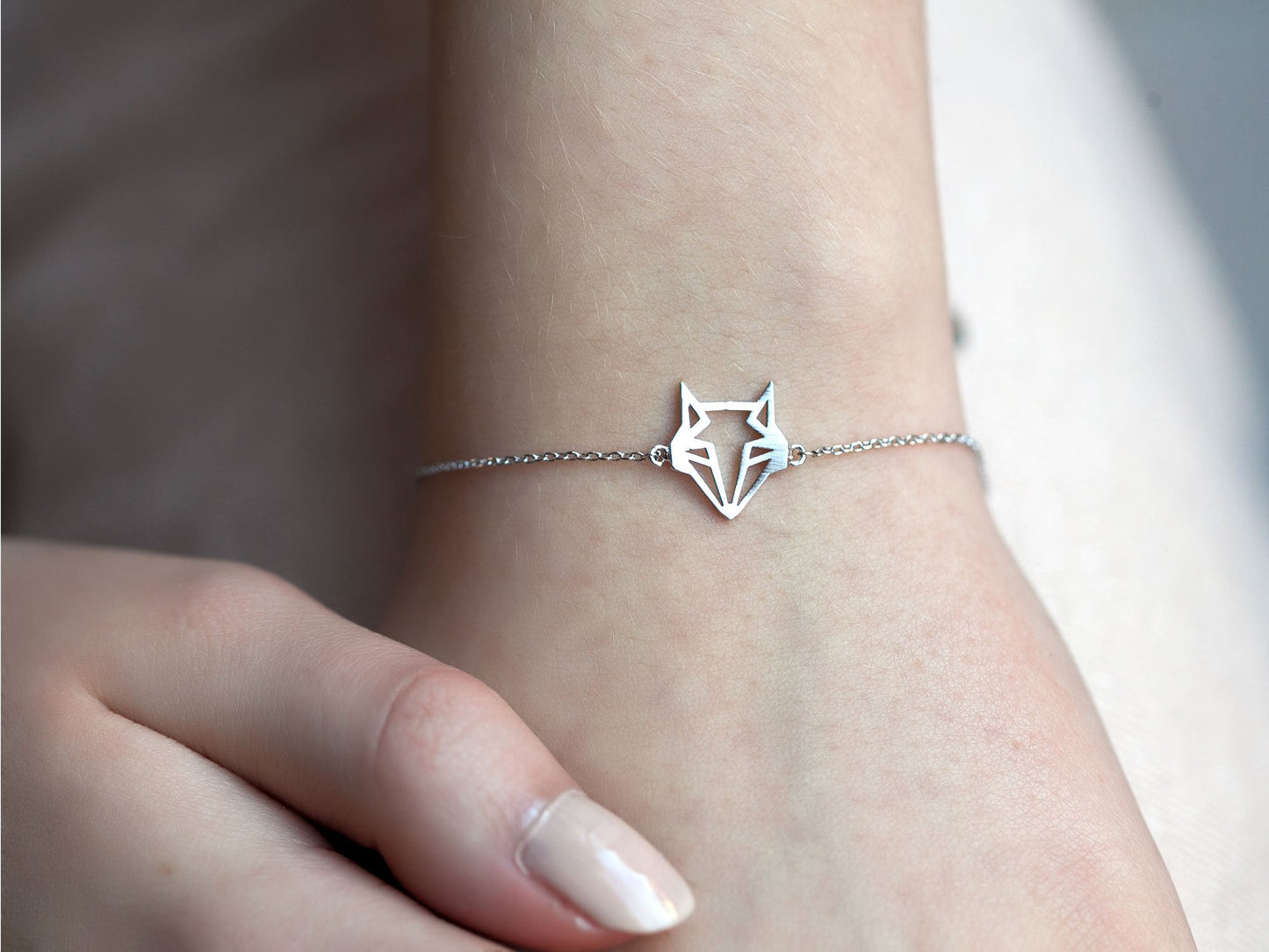 Fuchs Origami Armband versilbert