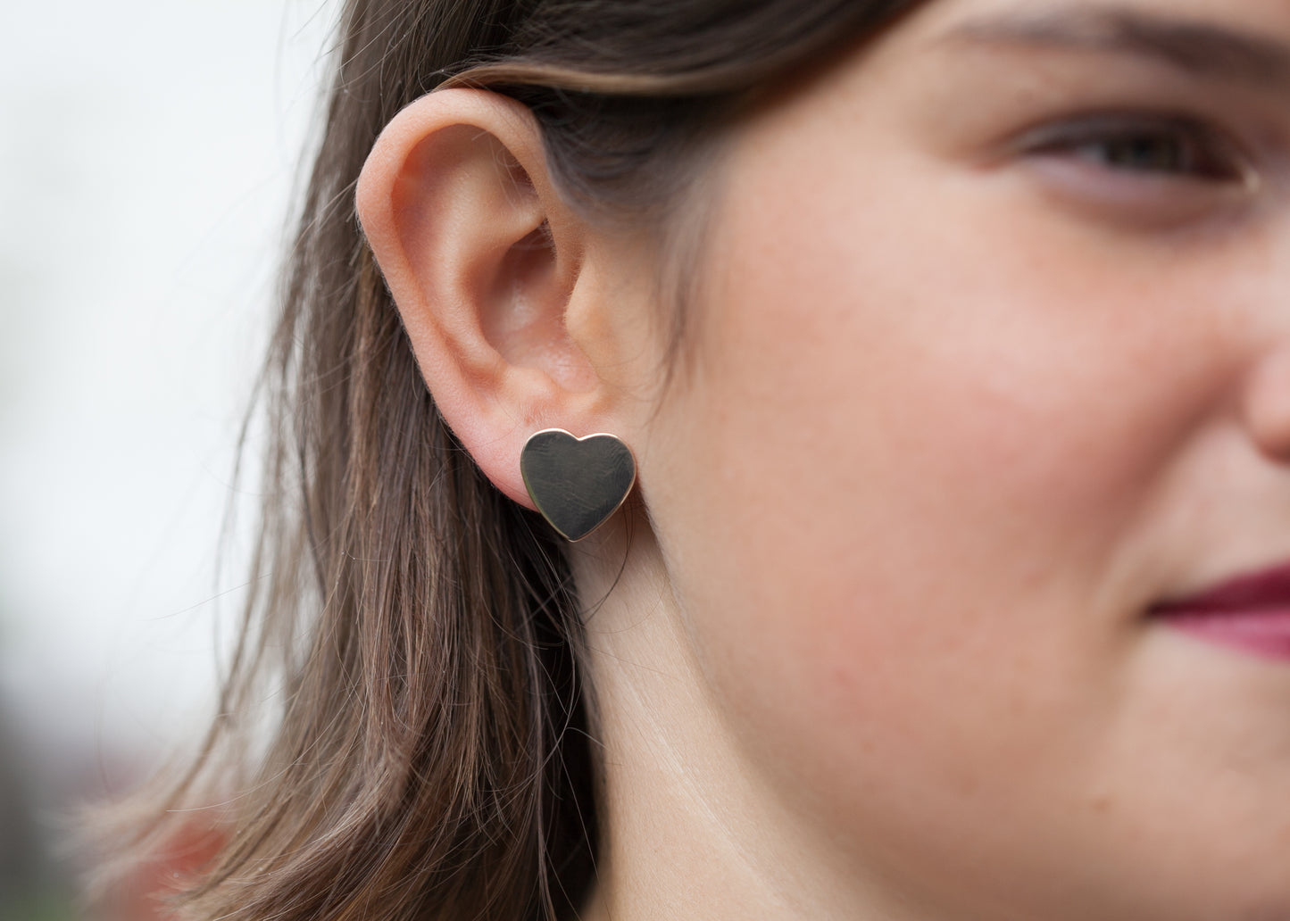 Große Herz Ohrstecker vergoldet