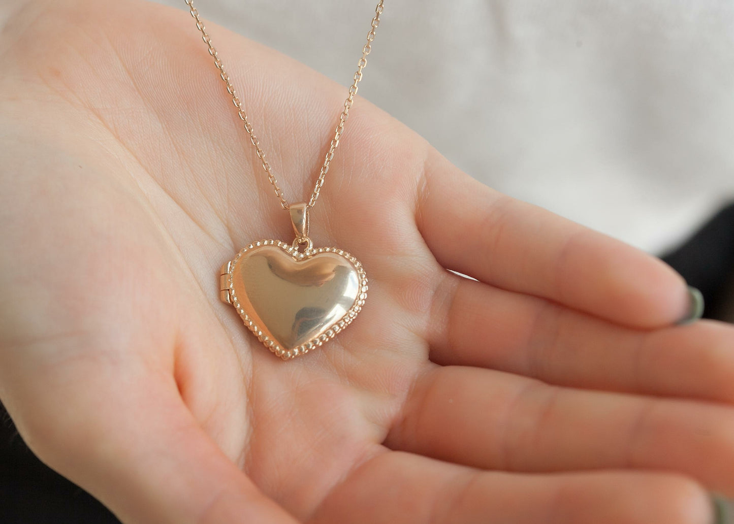 Lange Kette mit Herz Foto Medaillon vergoldet