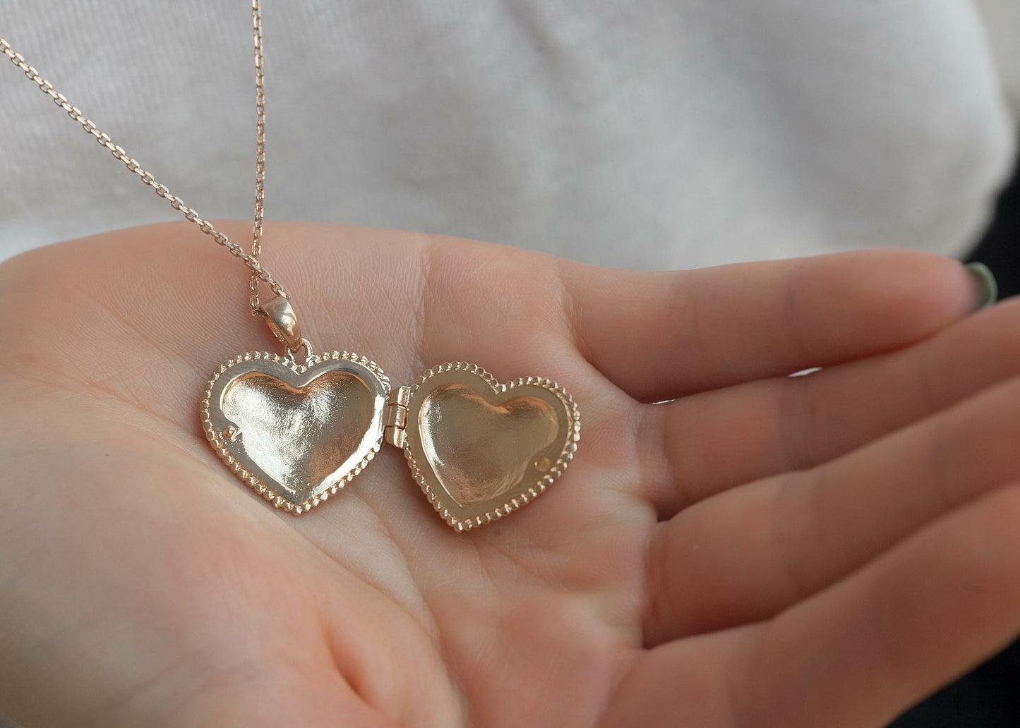 Lange Kette mit Herz Foto Medaillon vergoldet
