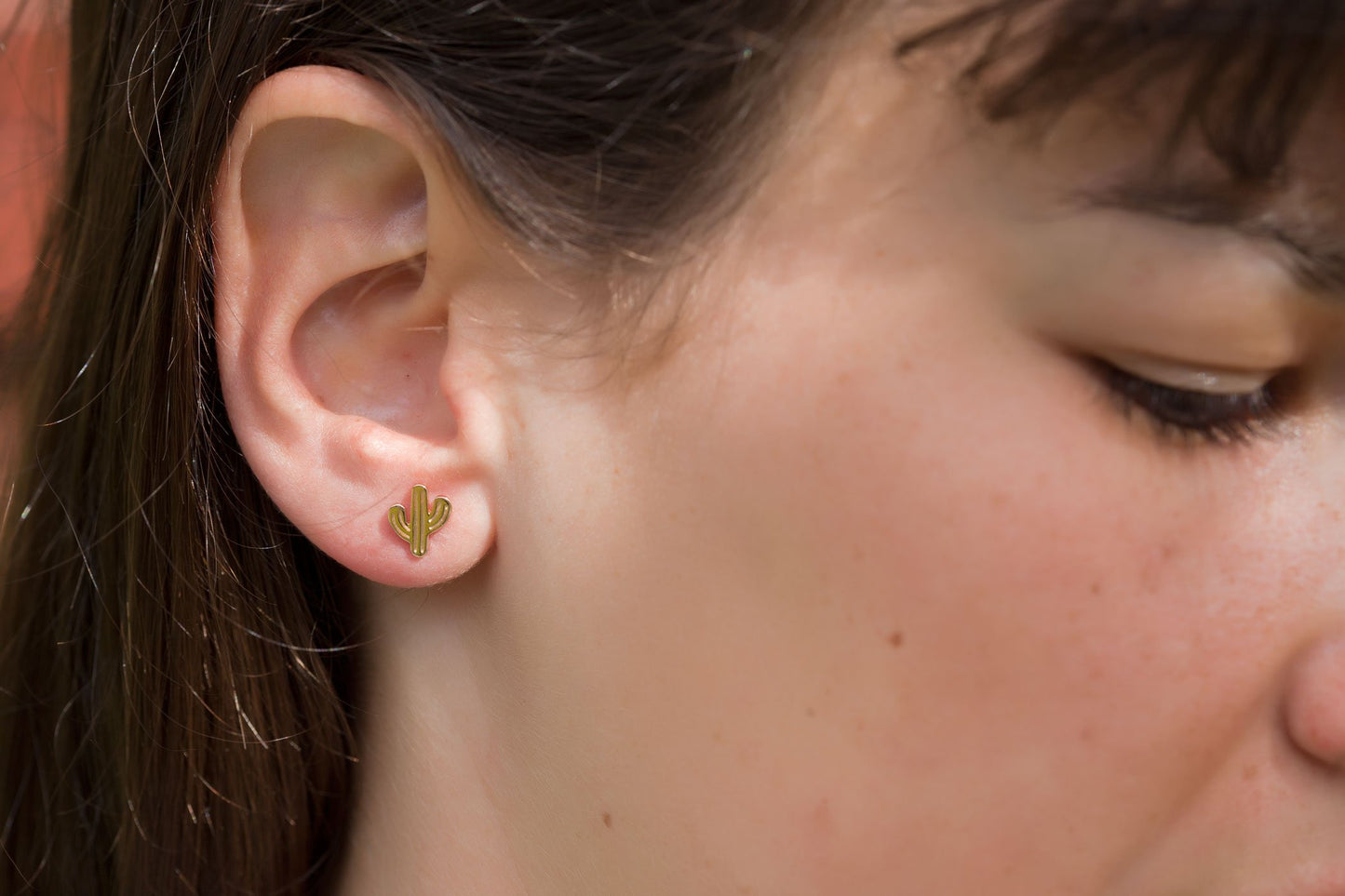 Ohrstecker Kaktus - 16 Karat vergoldet