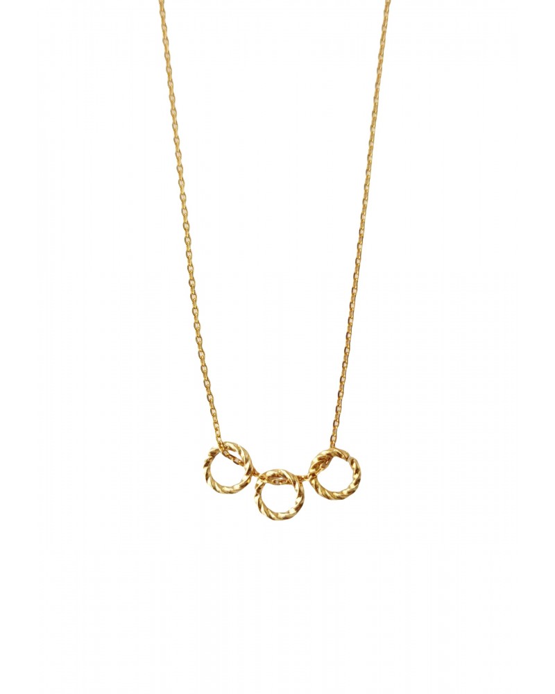 Kette mit 3 Ringen als Anhänger vergoldet
