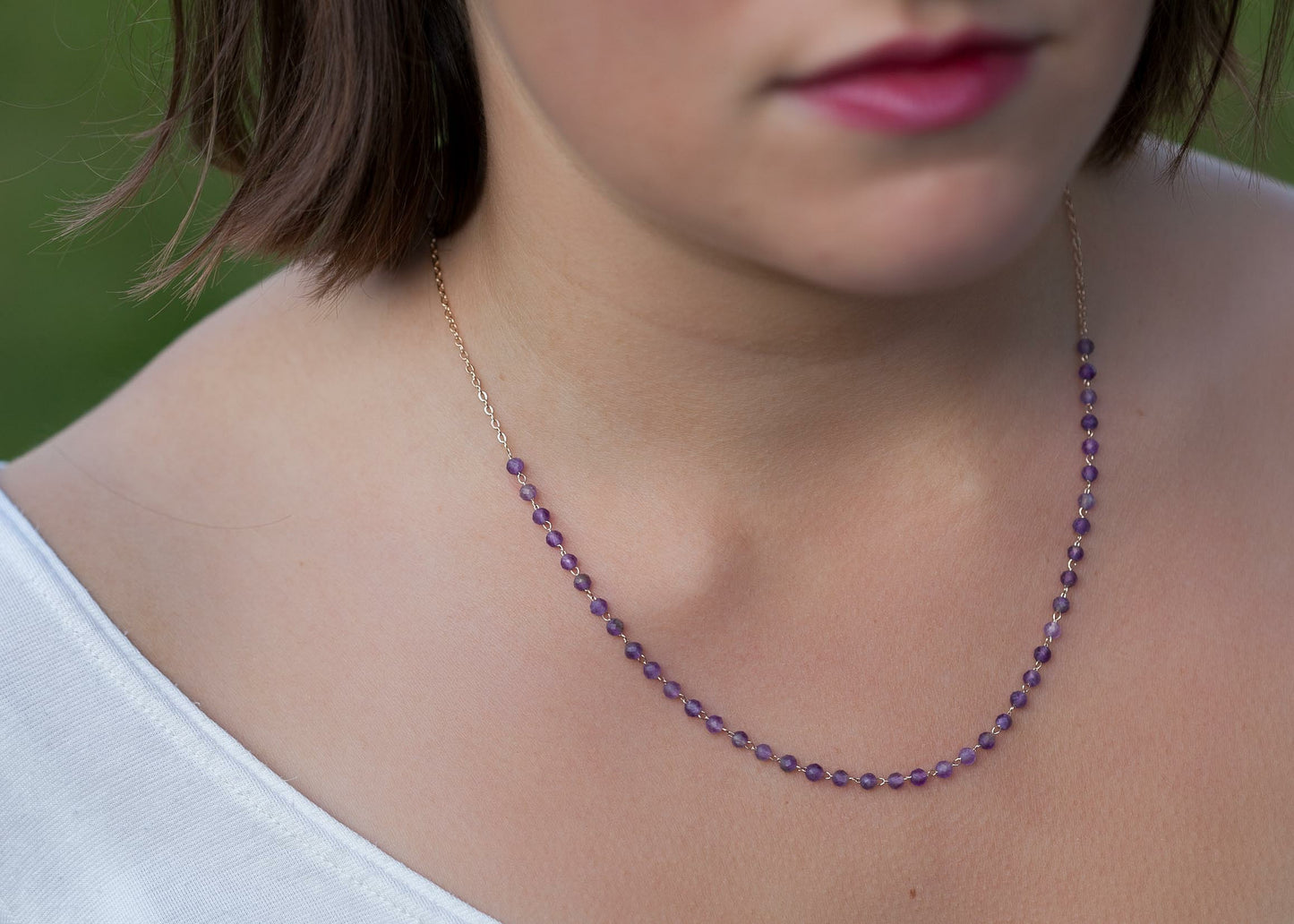 Amethyst Halskette - 16K vergoldet