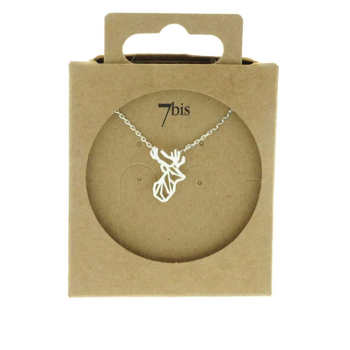 Origami Hirschkopf Kette versilbert