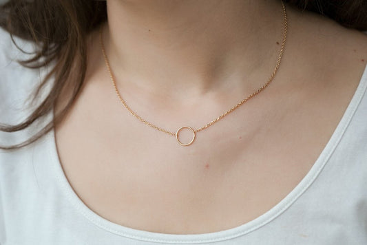 Kette mit kleinem Ring Vergoldet
