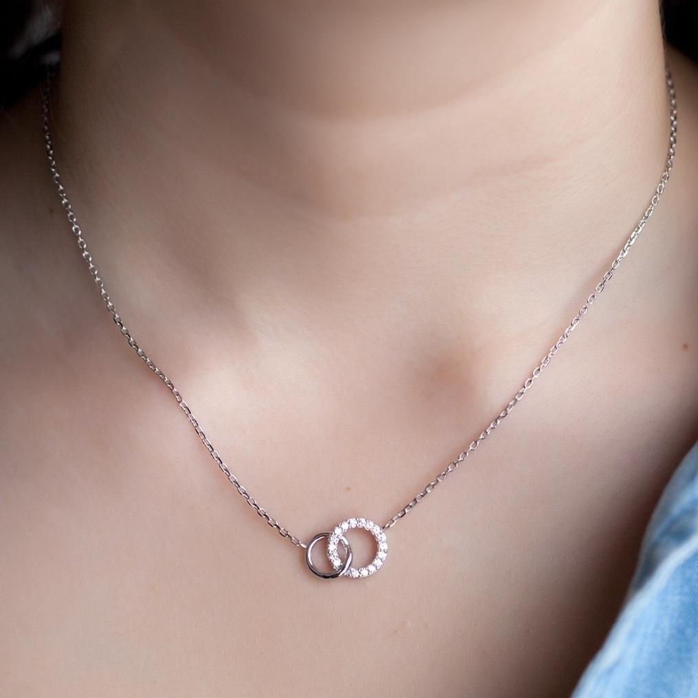 Kette mit kreisen und Zirkonia aus Silber