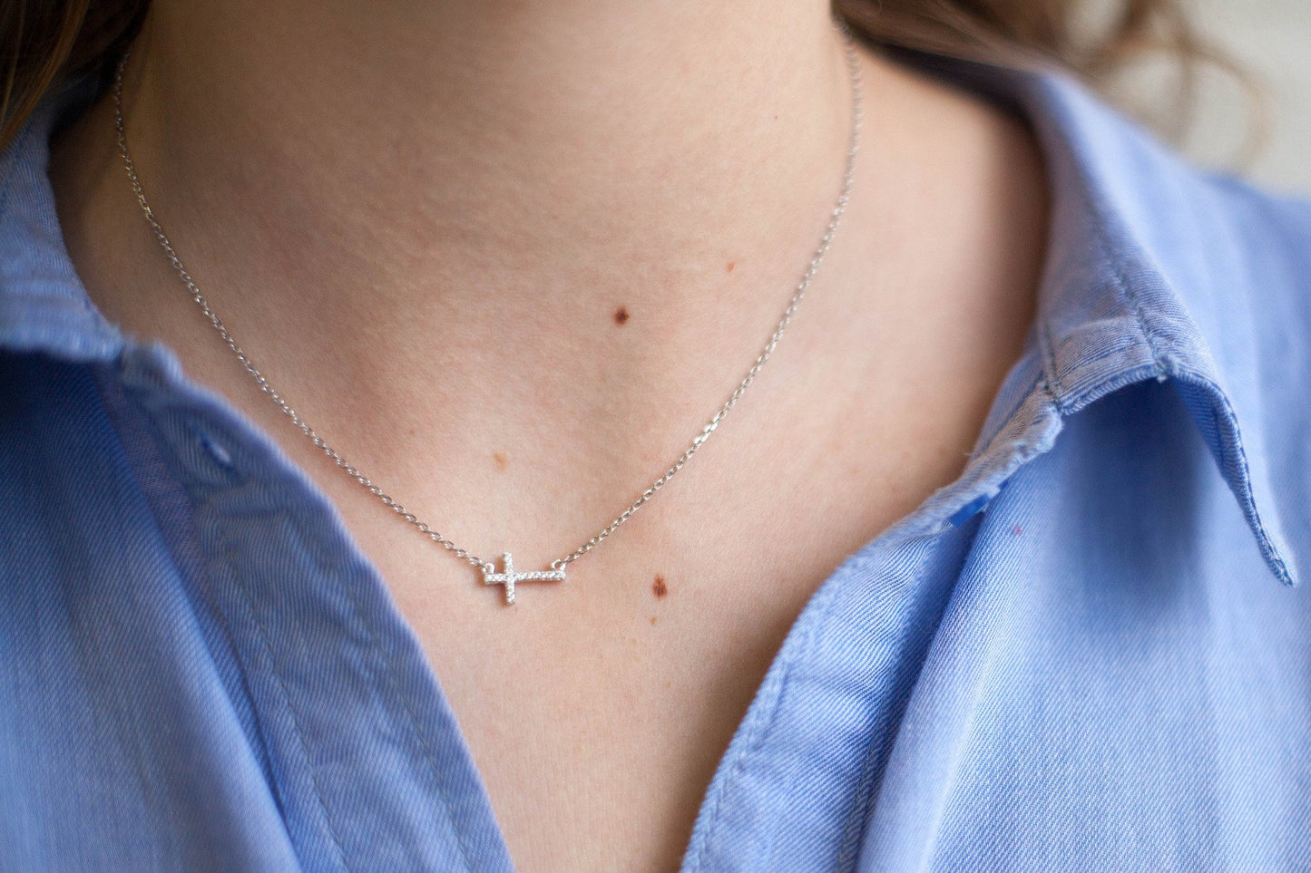 Kette mit Kreuz 925er Silber mit Zirkonia