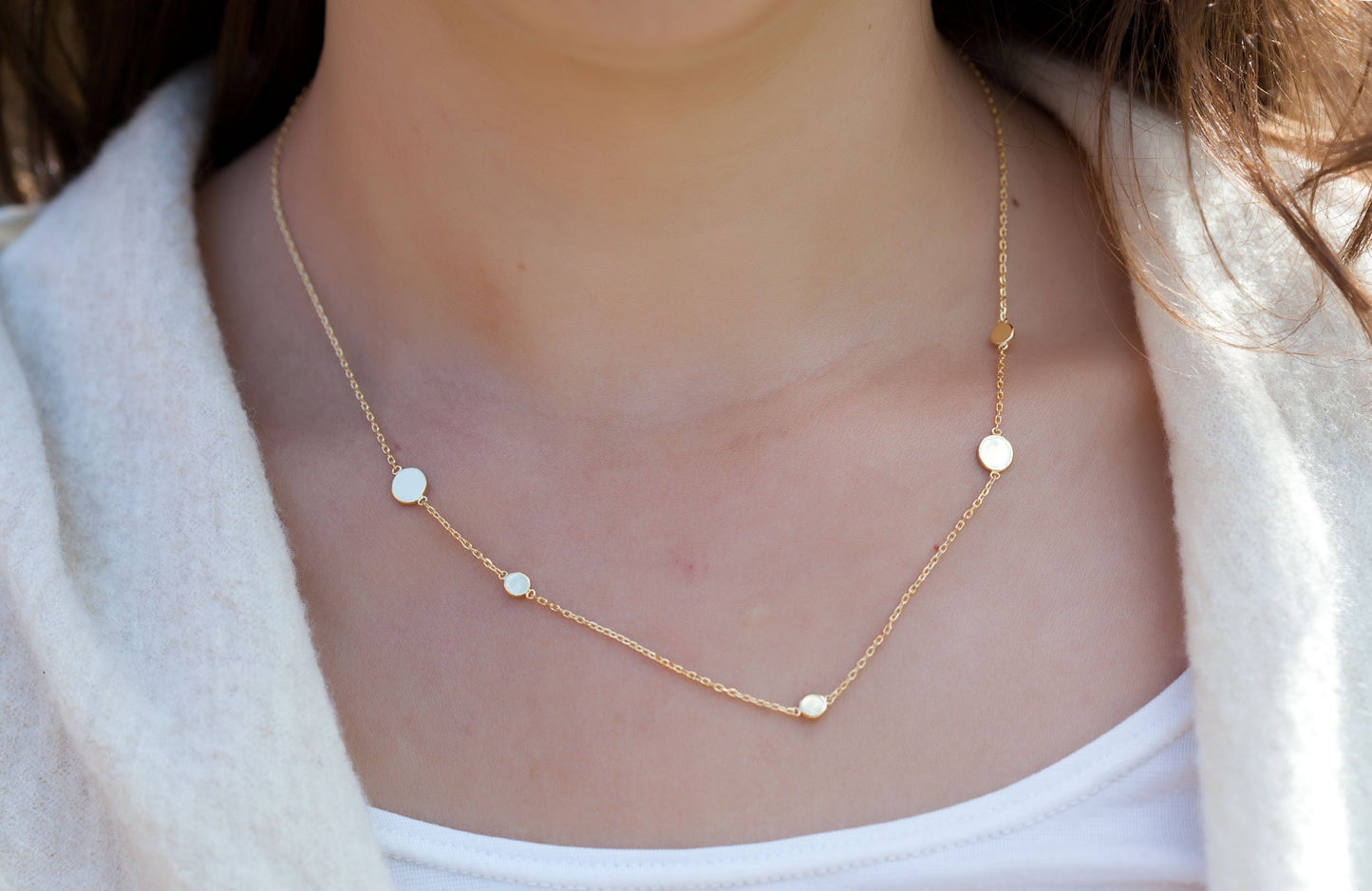 Kette mit 5 Ringen - 16Karat vergoldet