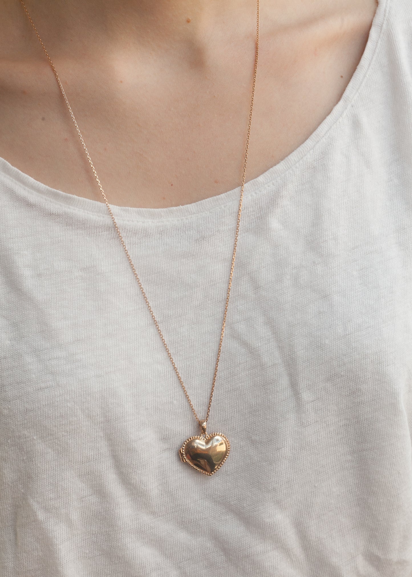 Lange Kette mit Herz Foto Medaillon vergoldet