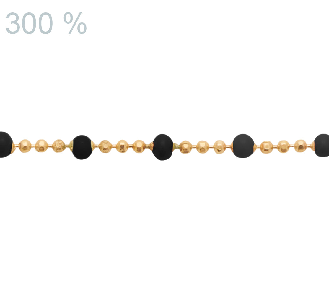 Kette mit schwarzen Perlen - 16K vergoldet