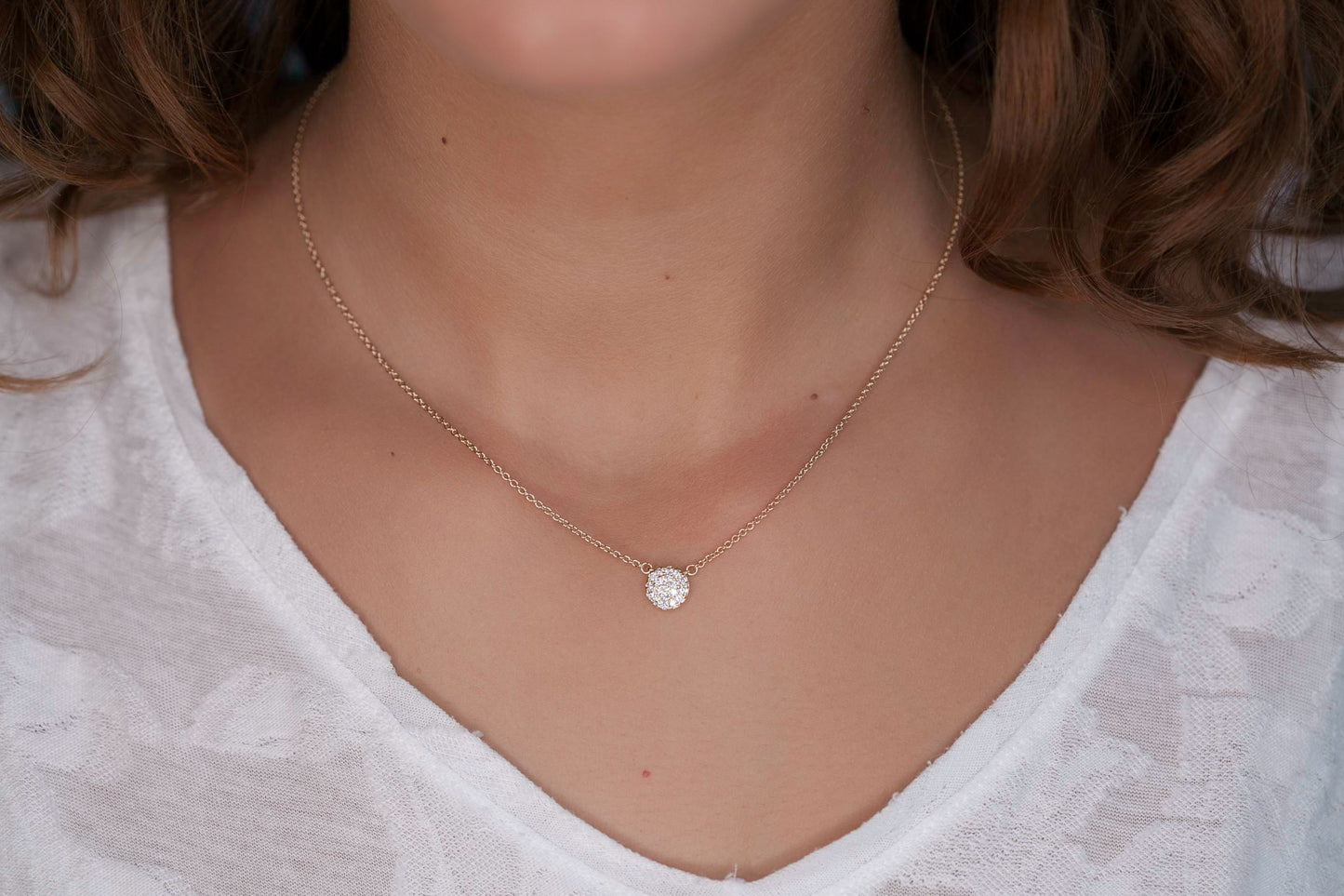 Kreiskette Plättchen mit Zirkonia - 16K vergoldet