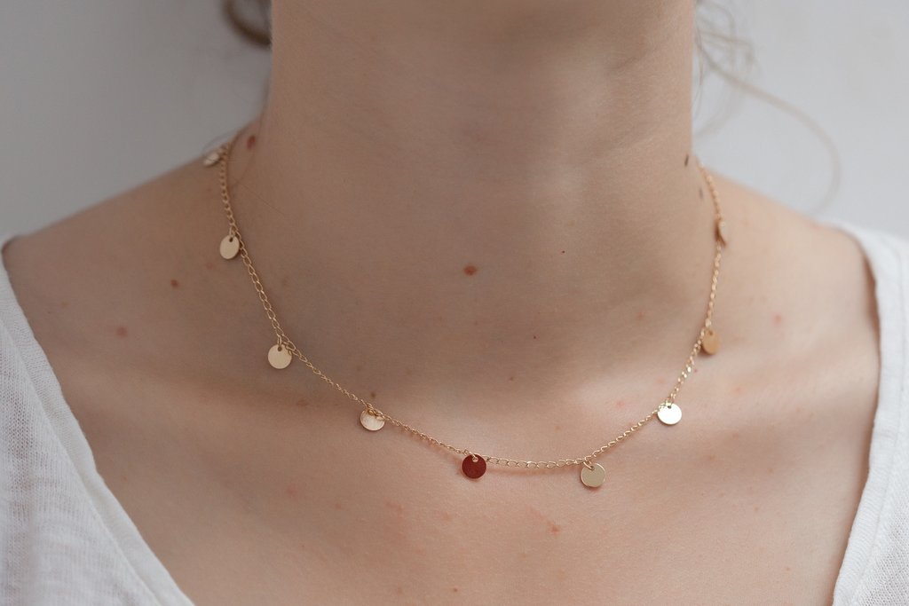 Kette Plättchen Münzen Boho 16Karat vergoldet