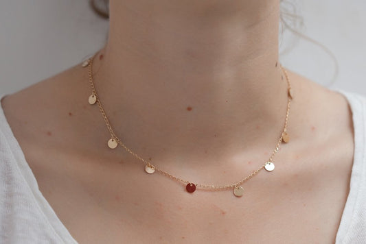 Kette Plättchen Münzen Boho 16Karat vergoldet