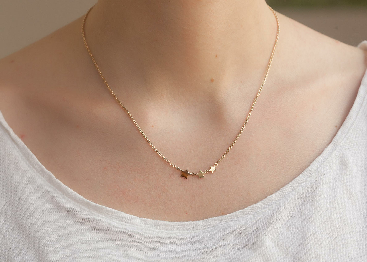 Kette mit 3 Sterne 16K vergoldet