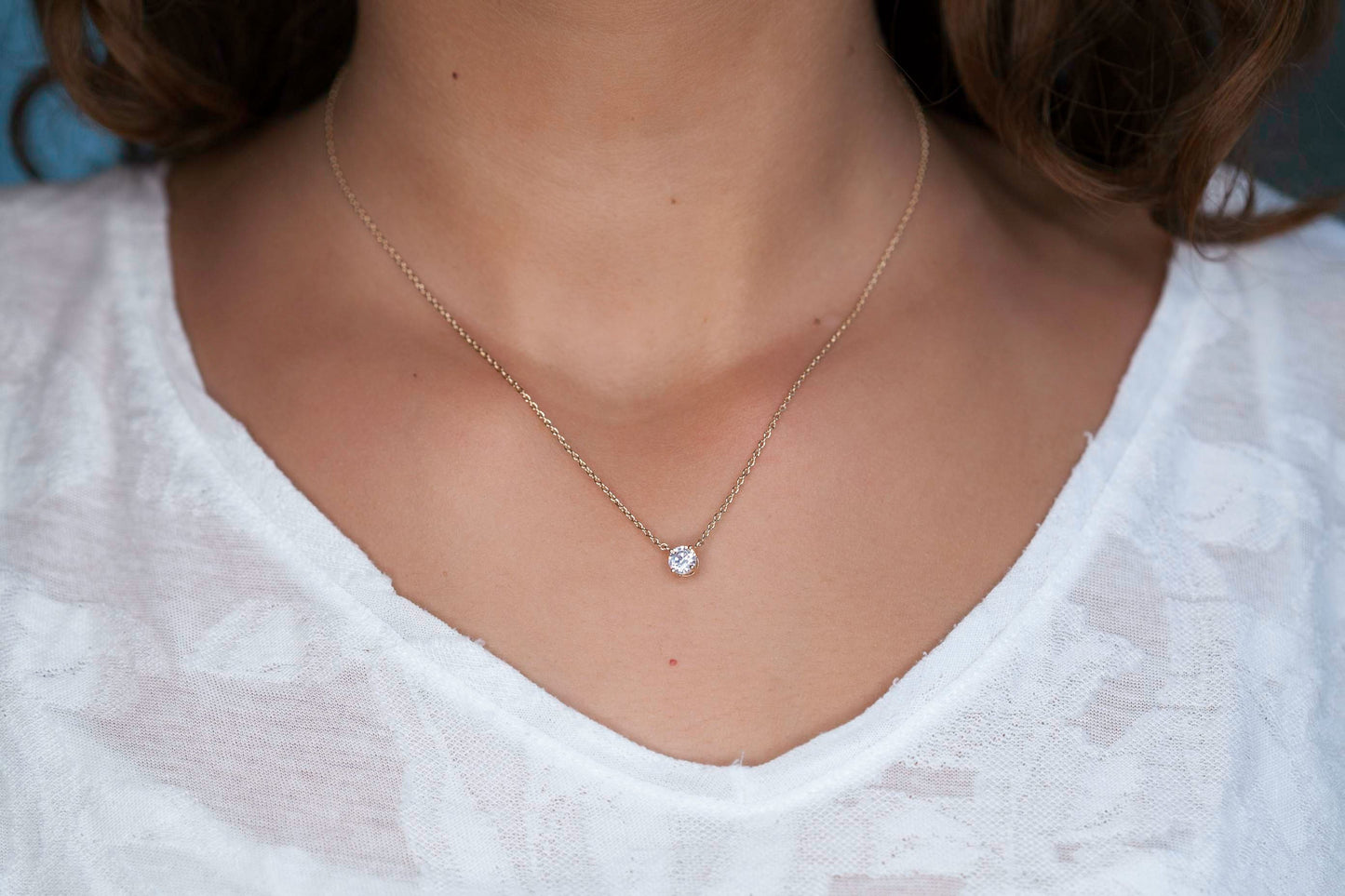 Kette mit Zirkonia-Anhänger - 16K vergoldet