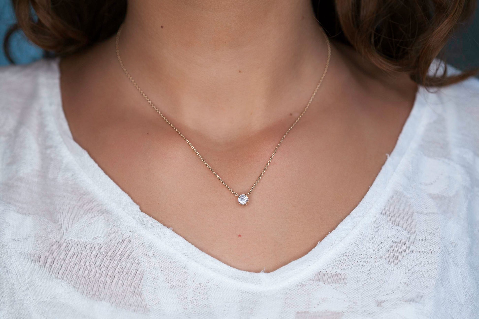 Kette mit Zirkonia-Anhänger - 16K vergoldet