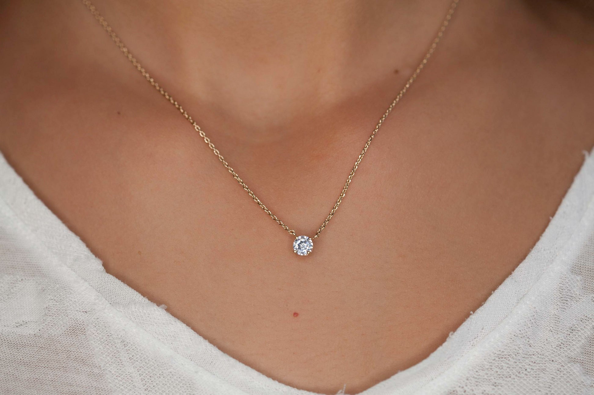 Kette mit Zirkonia-Anhänger - 16K vergoldet