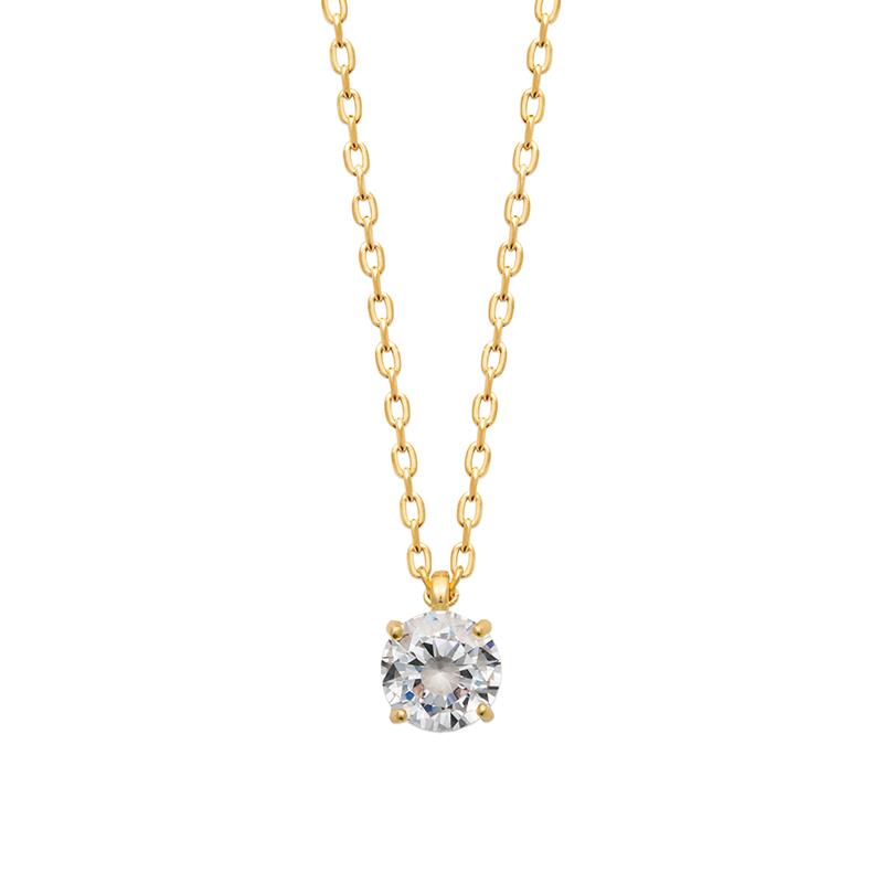 Kette mit Zirkonia-Anhänger - 16K vergoldet